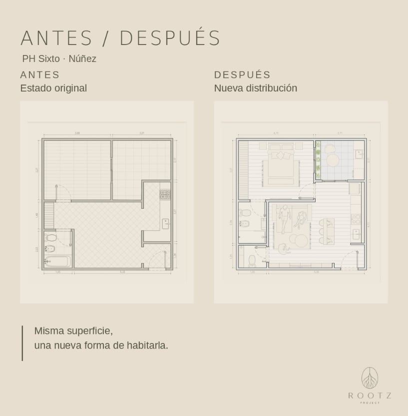 Antes y después. Misma superficie, una nueva forma de habitarla.